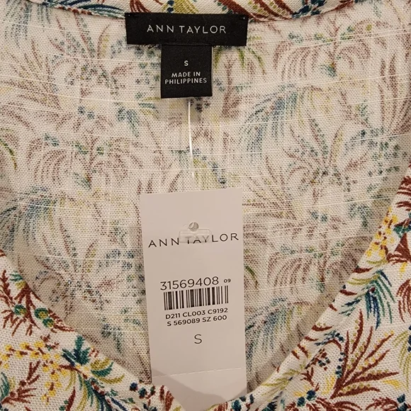 Ann Taylor Small Tie Neck Puff Sleeve Top, New with Tag - Picture 6 of 6